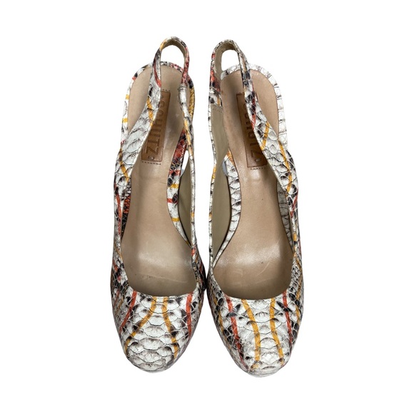 Schutz Faux Snakeskin Leather Slingback Platform Pumps Stiletto heels Mob Wife - Picture 3 of 11